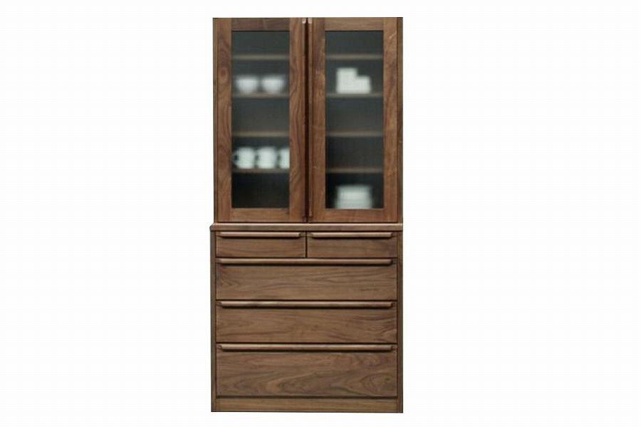 【幅90.3 奥行46 高さ186.2】アンリ90センチ幅キッチン食器棚（ウォールナット）