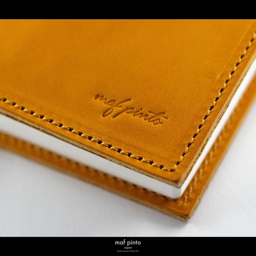 maf pinto (マフ ピント) レザー手帳カバー A6 (文庫本サイズ) イエロー 本革 日本製