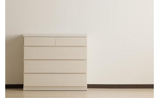 【洗面所などの限られた空間に便利】薄型チェスト 90cm幅4段 (ホワイト木目)