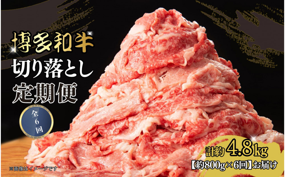 博多和牛 切り落とし 定期便全6回 計約4.8kg(約800g×6回)