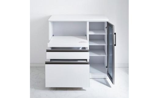 (ブラック木目)【開梱設置】ゼブラ キッチンカウンター 幅90cm キッチン収納 レンジ台 完成品 大型レンジ対応 スライド 大川家具 日本製