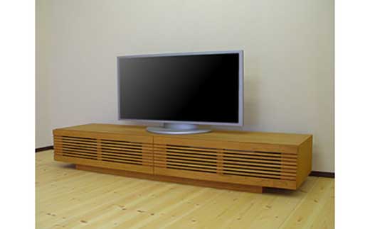 【VOICE テレビボード ブラックチェリー180cm】ブラックチェリー材 オイルフィニッシュ リモコン対応 シャープな無垢材ルーバー扉のテレビボード 家具 テレビ台  TVボード AVボード 棚 リビングボード サイド ローボード MUFactory