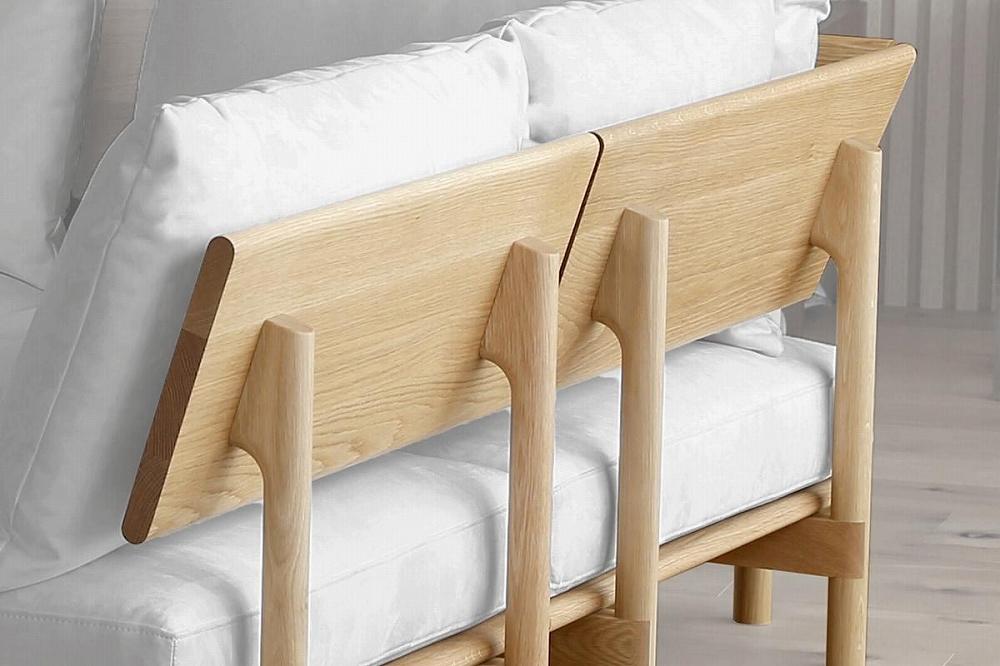 【開梱設置】高野木工 モレーンソファ 2人掛け ホワイトオーク 生地：CHART3 アッシュグレー【10年保証】