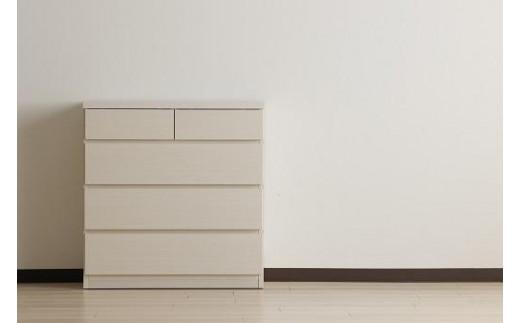 【洗面所などの限られた空間に便利】薄型チェスト 75cm幅4段 (ホワイト木目)