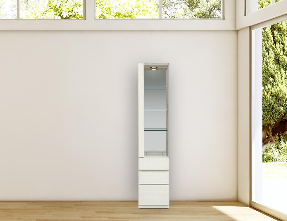 ヴァイス 幅40cm コレクションボード コレクション棚 左開き 壁面収納 リビング収納 ガラス棚 高級 大川家具 LEDライト【開梱設置】