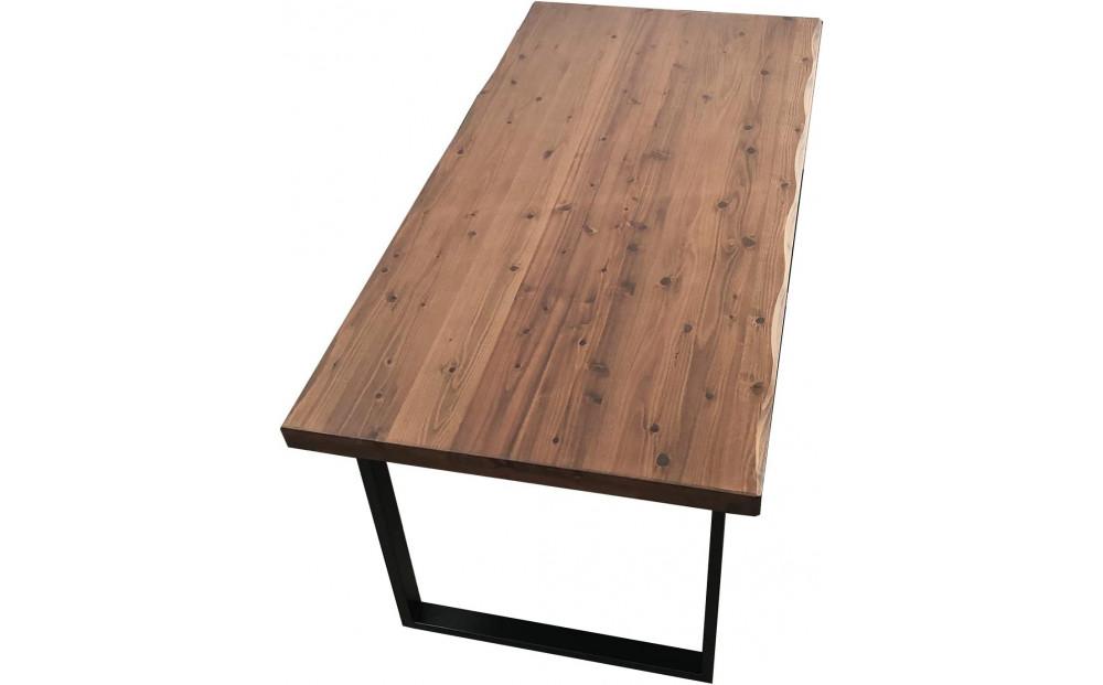 ダイニングテーブル 150 食卓テーブル 国産 大きめ 無垢材 輝望 ブラウン(アイアン2脚)