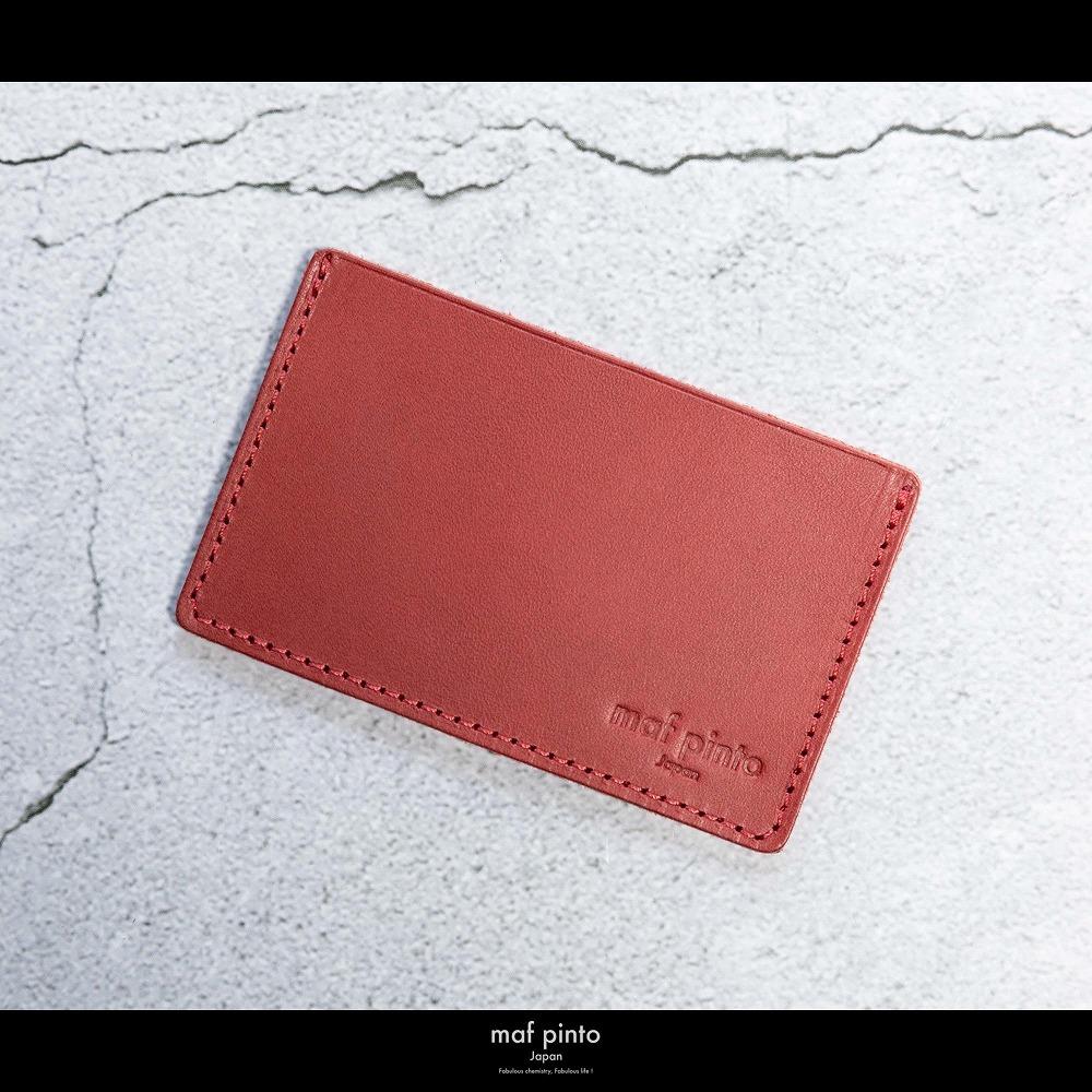 maf pinto (マフ ピント) カードケース 1枚 免許証 マイナンバーカード 薄型 スリム レッド レザー 本革 日本製