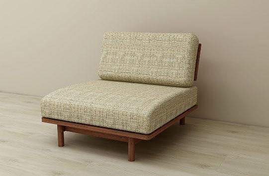 【開梱設置】高野木工 モレーンソファ 1人掛け ウォルナット 生地：CHART3 アッシュグレー【10年保証】