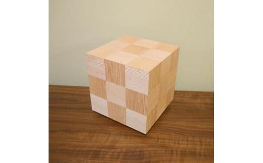 アクリキューブ行灯 銘木ツキ板 市松模様(国産杉板目)LED電球