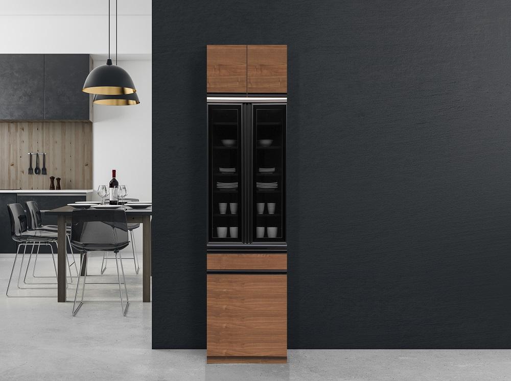 （ブラウン（ウォールナット））【開梱設置】 クロノス 食器棚 上置き付 幅60cm ダイニングボード 完成品 キッチン収納 スリム  大川家具 キッチンボード