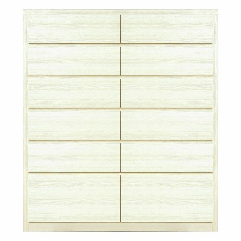 チェスト タンス 幅104 6段 奥行44 ホワイト色 桐たんす 箪笥 婚礼家具 衣類収納 完成品 大川家具 丸田木工 キューブ