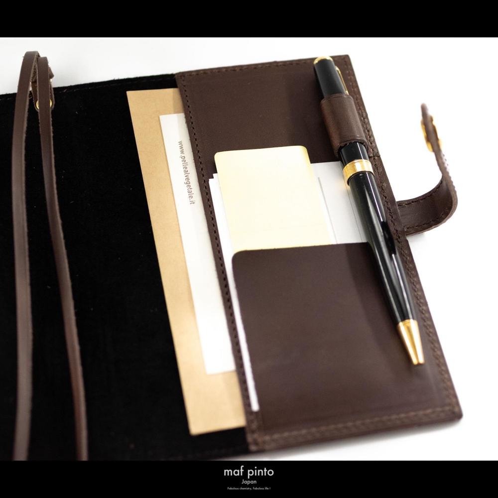 maf pinto (マフ ピント) レザー手帳カバー A6 (文庫本サイズ) ダークブラウン 本革 日本製