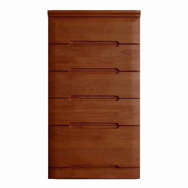 チェスト タンス 幅58 5段 奥行44 ニレ材 ブラウン色 プラム 桐たんす 箪笥 婚礼家具 衣類収納 大川家具【丸田木工】