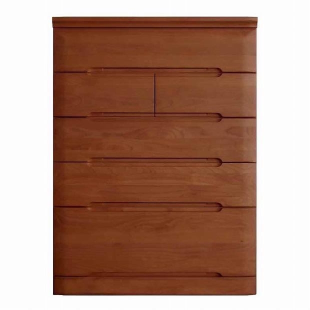 チェスト タンス 幅78 5段 奥行44 ニレ材 ブラウン色 プラム 桐たんす 箪笥 婚礼家具 衣類収納 大川家具【丸田木工】