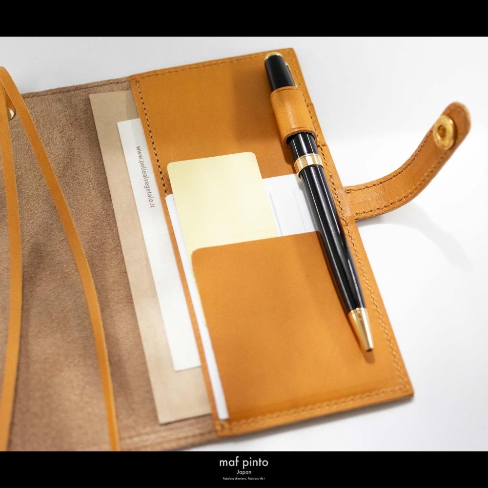 maf pinto (マフ ピント) レザー手帳カバー A6 (文庫本サイズ) イエロー 本革 日本製