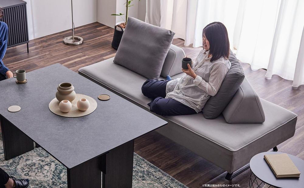 【本体取替カバー(同色)セット】 リバティ2 ソファ 200cm 3人掛け ライトグレー【モーブル】【大川家具】