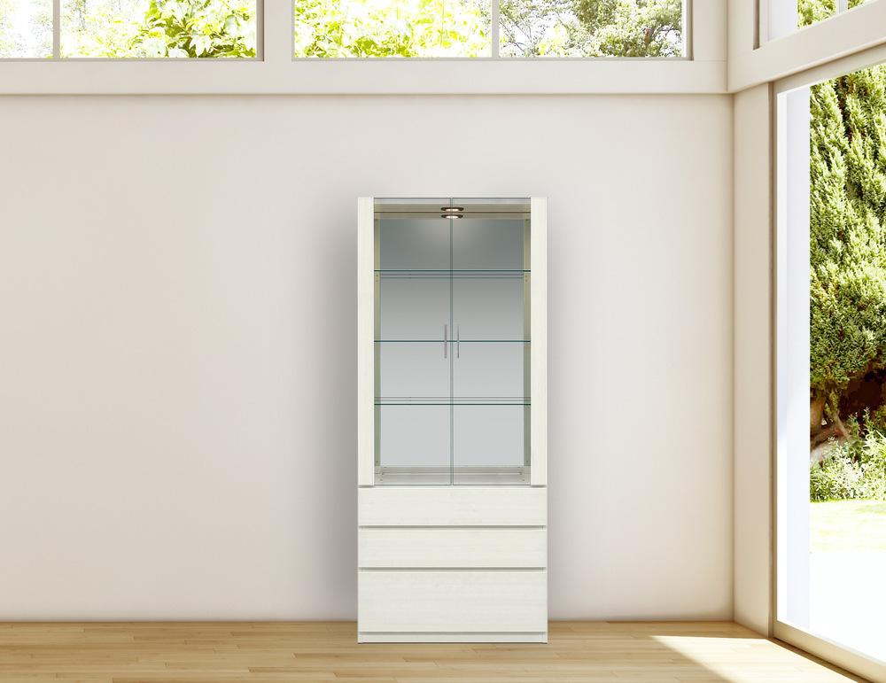 ヴァイス 幅80cm コレクションボード 壁面収納 コレクション棚 リビング収納 ガラス棚 高級 大川家具 LEDライト【開梱設置】