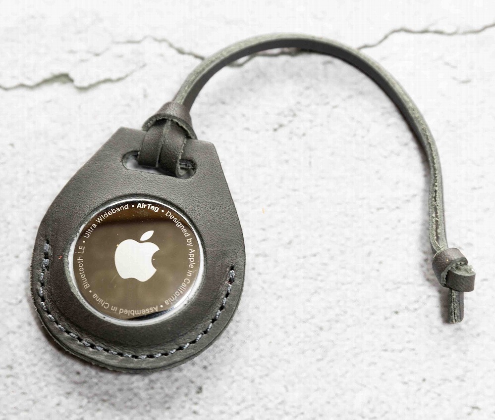 エアタグ用 ケース カバー レザー 本革 apple airtag 【グレー】