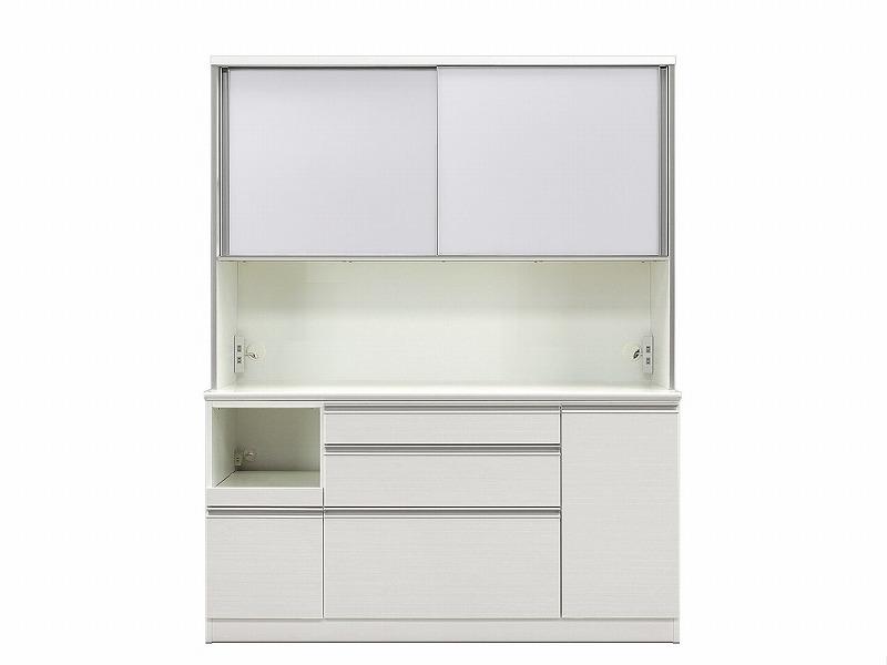 シュシュ オープンボード 幅160cm キッチンボード カップボード 引き戸 食器棚 完成品 ダイニングボード 大川家具