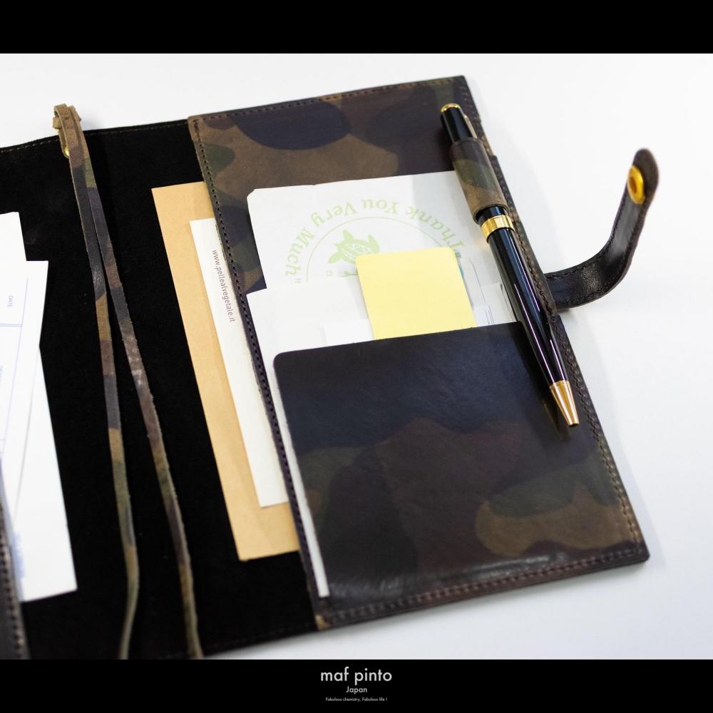 maf pinto (マフ ピント) レザー手帳カバー B6 カモフラージュ ダーク 本革 日本製