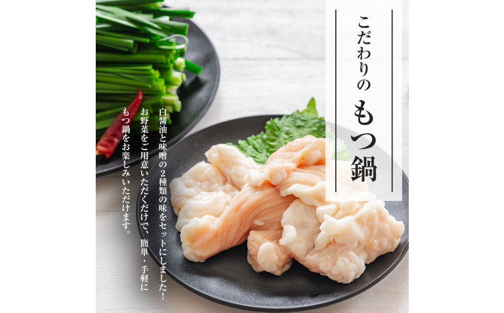 もつ鍋食べ比べ（白醬油＆味噌）12人前