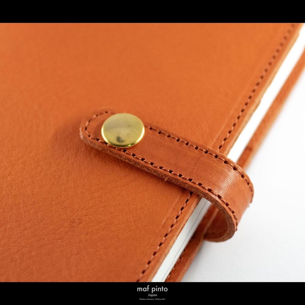 maf pinto (マフ ピント) レザー手帳カバー A6 (文庫本サイズ) オレンジシュリンク 本革 日本製