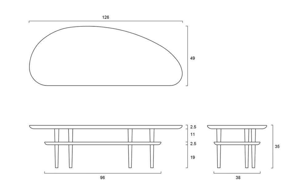 BORDO Bean Table 126 oak