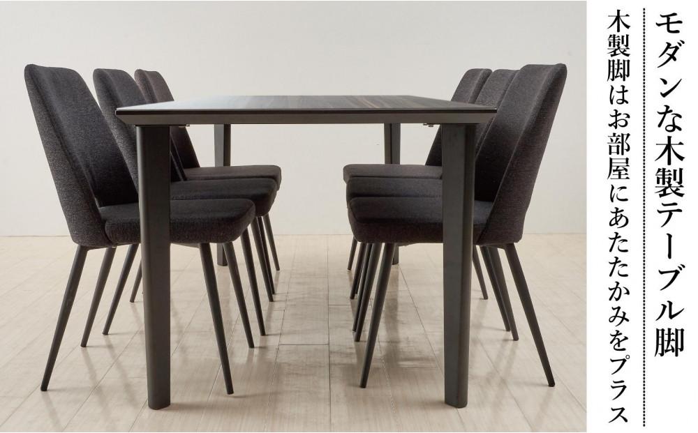 【MTテーブル】メラミントップ180テーブル＜ウォールナット／4本脚＞とDC-5イス＜布ブラック＞6脚の7点セット
