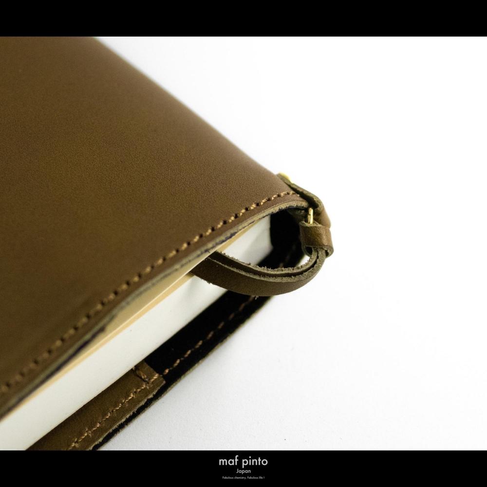 maf pinto (マフ ピント) レザー手帳カバー A6 (文庫本サイズ) オリーブ 本革 日本製
