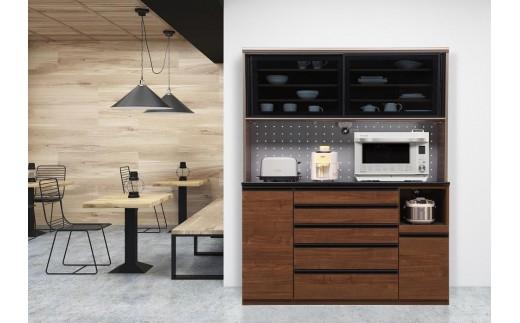 (ブラウン)【開梱設置】シャロン オープンボード 幅160cm 引き戸 食器棚 キッチンボード 完成品 カップボード キッチン収納 家電収納 ダイニングボード 160幅 大川家具