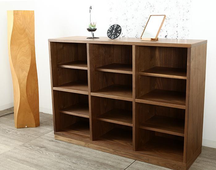 大川家具 ソプラ 113cm ブックシェルフ 本棚 3列2段 天然木ウォールナット 野中木工所