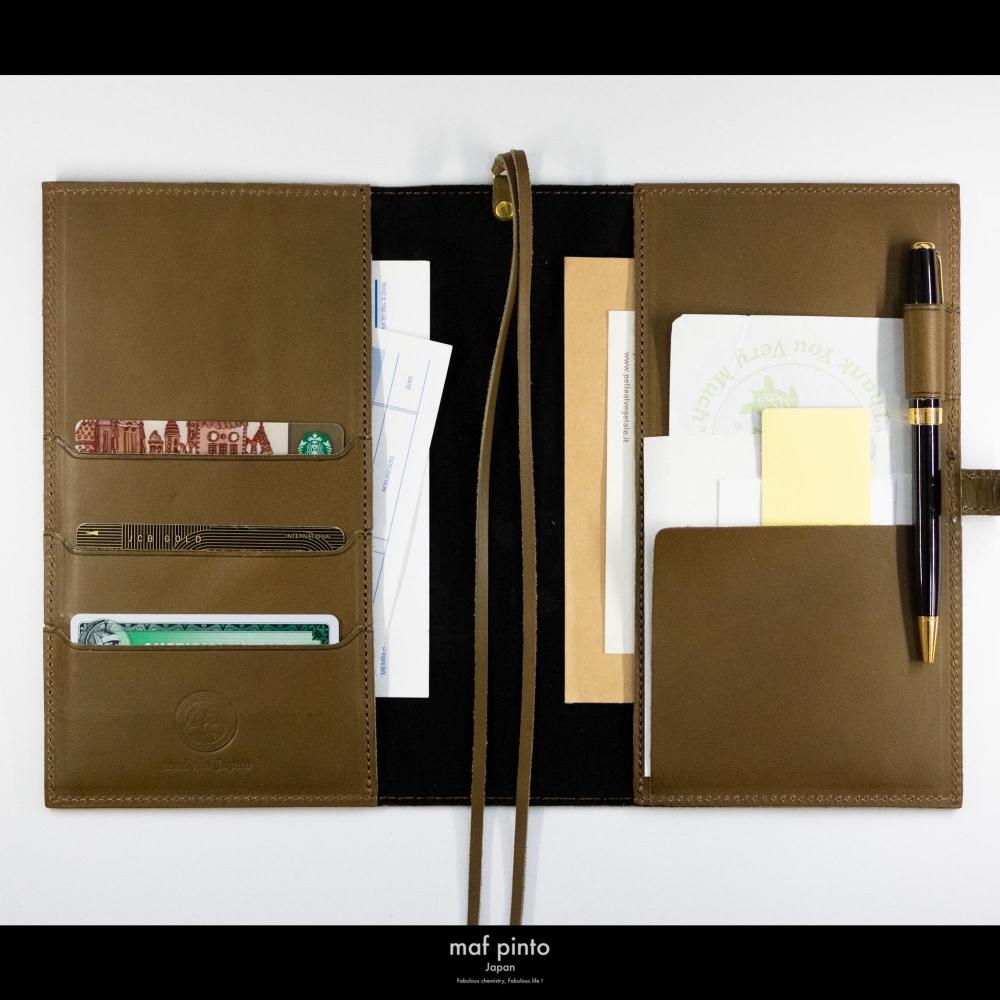 maf pinto (マフ ピント) レザー手帳カバー B6 オリーブ 本革 日本製