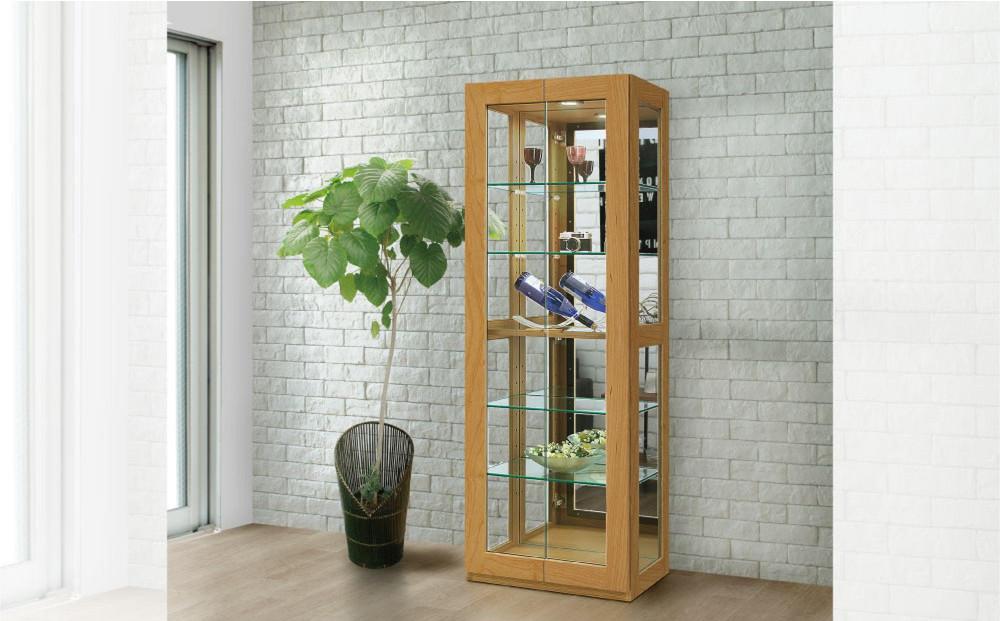 無垢リビング家具アレーグリ(ショーケース・コレクションボード・キュリオ)60cm【2色】