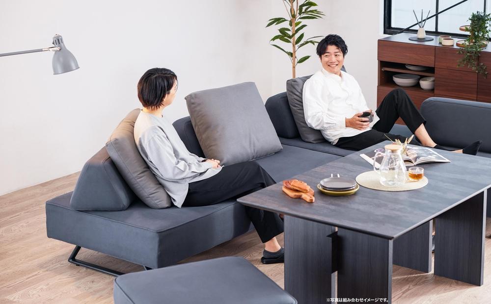 【本体取替カバー(同色)セット】 リバティ2 ソファ 200cm 3人掛け ダークグレー【モーブル】【大川家具】