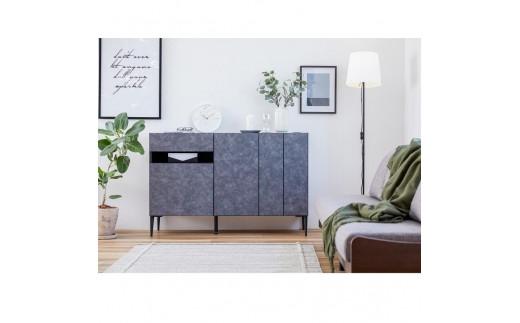 サイドボード 130cm リード ＜ライトグレー×ホワイト＞【モーブル】【大川家具】