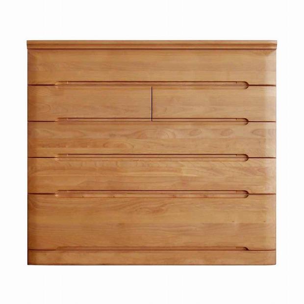 チェスト タンス 幅118 5段 奥行44 アルダー材 ナチュラル色 プラム 桐たんす 箪笥 婚礼家具 衣類収納 大川家具【丸田木工】