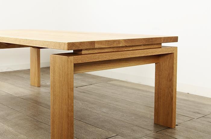 大川家具 エクボ 120cm センターテーブル リビングテーブル 天然木オーク(ナラ) 野中木工所