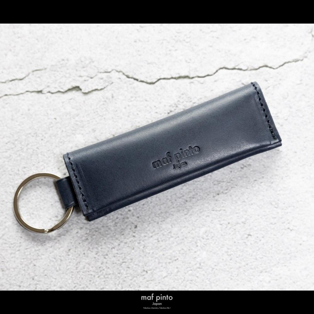 maf pinto (マフ ピント) キーリング キーホルダー 小銭入れ付き ミニ財布 ネイビー レザー 本革 日本製