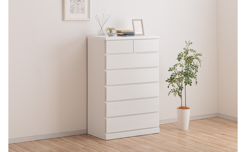 シン パッソ 75cm幅6段 ホワイト 収納 チェスト 木製 完成品 シンプル 収納棚 衣装ケース