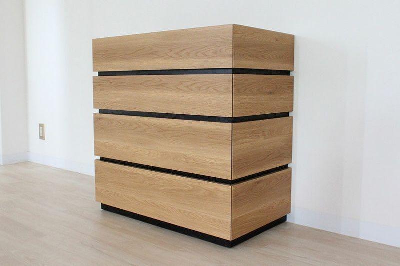 【幅80 奥行42.8 高さ80.3】モダニカ80-4チェスト（ナチュラル色）