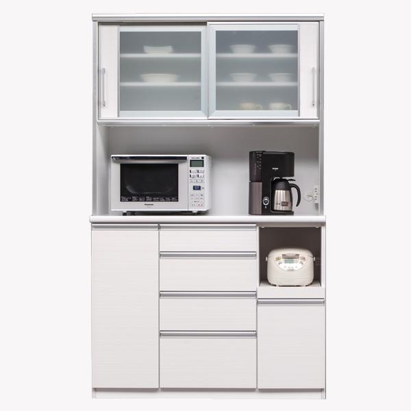 (ホワイト柾目)【開梱設置】カプリス キッチンボード 幅120cm 耐震 食器棚 引き戸 ダイニングボード 完成品 キッチン収納 120幅 国産 大川家具