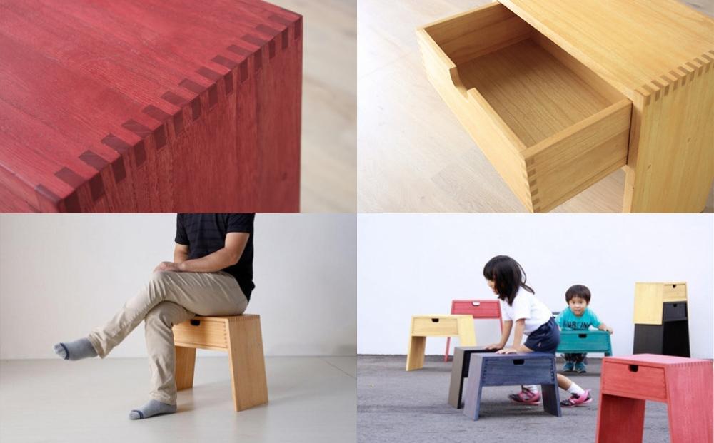 【PRIMO スタッキングスツール スミイロM】★腕利きの職人が仕上げたマットな高級感のある色彩と色褪せにくいセラウッド塗装 便利な収納付きで軽くて丈夫な実用性も兼ね備えたスツール