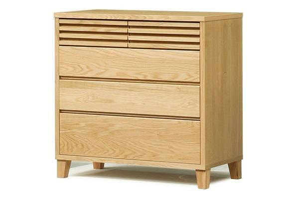 【幅90.3 奥行45 高さ88.5】バジル90-4ローチェスト（レッドオーク）