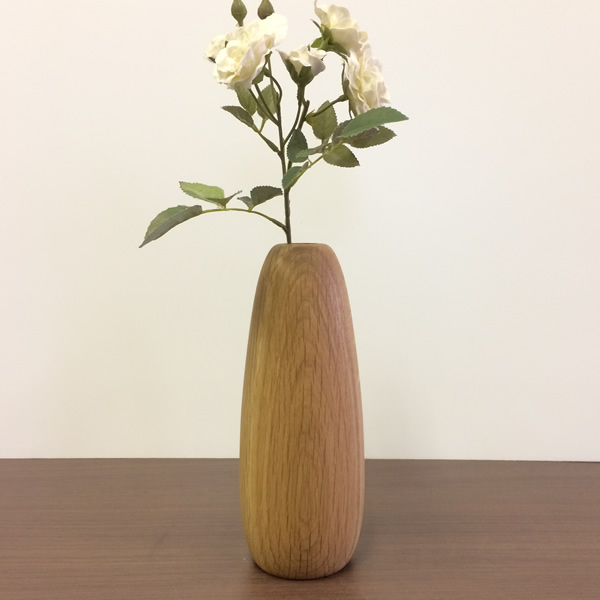 【木製フラワーベース　オーク材　fv011-OAK】オイルフィニッシュ 一輪差し 花瓶 木製 小物 置物 MUKU屋 MUFactory