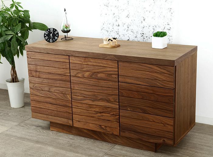 大川家具 ノート 120cmリビングボード 台輪 天然木ウォールナット