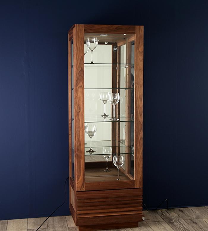 大川家具 ジャギー 50cm キュリオケース  コレクションボード天然木ウォールナット  野中木工所