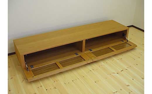 【VOICE テレビボード ブラックチェリー180cm】ブラックチェリー材 オイルフィニッシュ リモコン対応 シャープな無垢材ルーバー扉のテレビボード 家具 テレビ台  TVボード AVボード 棚 リビングボード サイド ローボード MUFactory