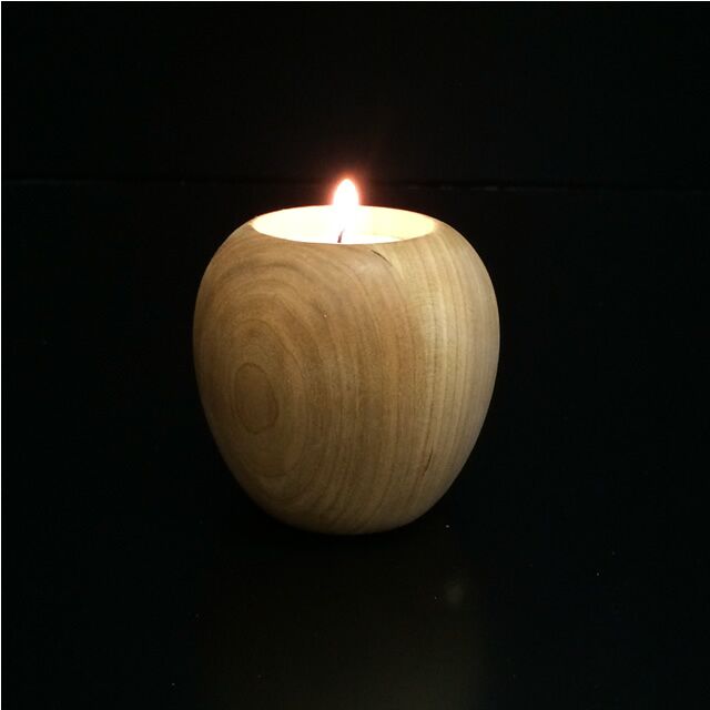 【木製ポット「りんご」ブラックチェリー材】かわいい木製ポット・キャンドル・植物どちらでも使えます＜ブラックチェリー材　オイルフィニッシュ＞木製 小物 置物 キャンドルベース キャンドルスタンド 植物 多肉植物 サボテン  MUKU屋 MUFactory