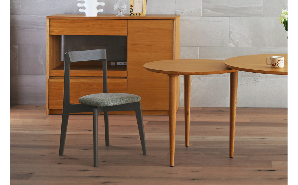 【開梱設置】高野木工 RIALTO CHAIR リアルト チェア オーク(グレー塗装) 布座 【10年保証】