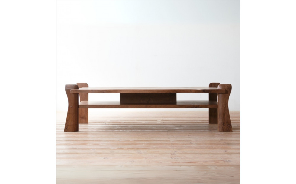 【開梱設置】MARUSHO PANCONE リビングテーブル 幅154cm センターテーブル ローテーブル 棚付き インテリア 和モダン 丸庄 大川家具 日本製 木製家具 ウッド ウォールナット 完成品 デザイナーズ おしゃれ